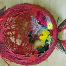 Velká velikonoční závěsná kraslice s kuřátky