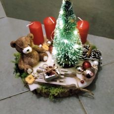 Adventní svícen Vánoce s medvídkem